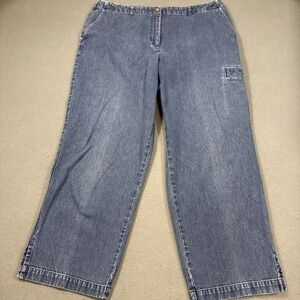 JEANS Orvis Women 16 Flat Front Denim Ankle Cotton